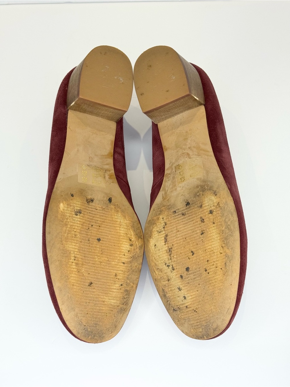 Madewell Ella Pumps Wood Heel Women's Size 6 Round Toe Suede Burgundy - Picture 8 of 8